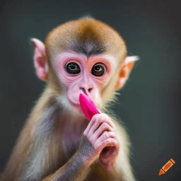 Animal testing Baby Monkey putting on Lipstick - animal testing or cosmetic products