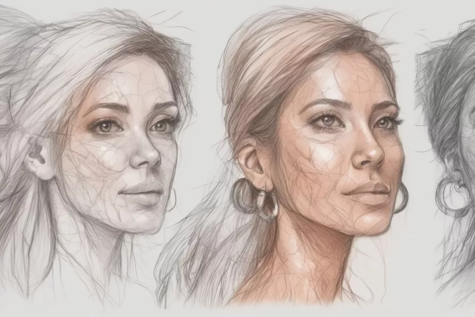 skin treatment pencil sketch style with multiple colors